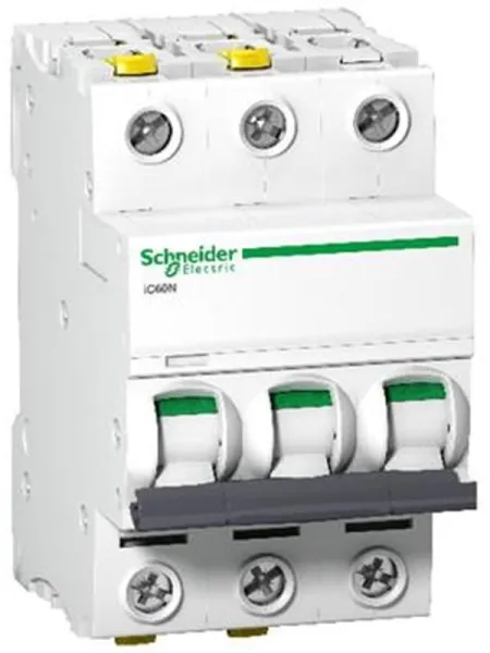 Schneider Electric Acti9 iC60N 3P 50A Dobbelt terminal C-karakteristik 6/10kA 230V Bredde 54mm