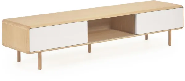 LAFORMA Anielle TV-bord, m. 2 skydelåger - grå/natur askefinér/asketræ (180x41)